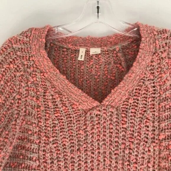 Anthropologie Moth Chunky rib Knit Oversized V-Neck Sweater Size Small - Picture 2 of 13